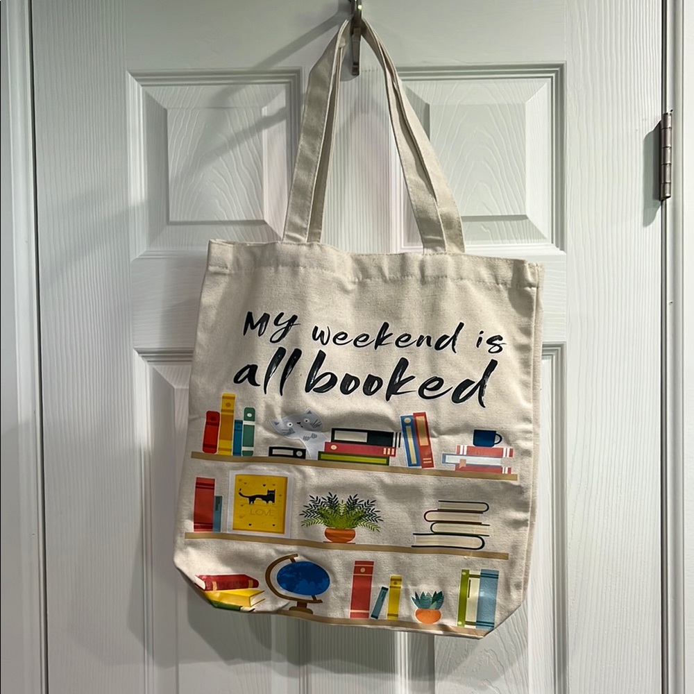 Canvas Tote Bag with Book Design